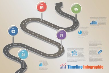 İş yol haritası zaman çizelgesi Infographic, vektör çizim