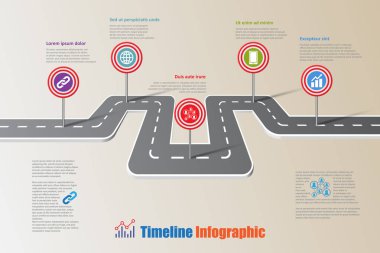 İş yol haritası zaman çizelgesi Infographic, vektör çizim