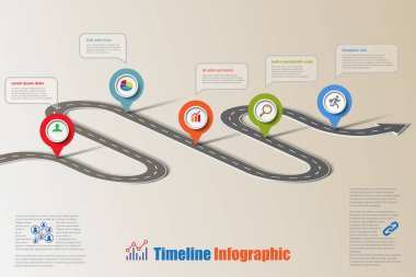 İş yol haritası zaman çizelgesi Infographic, vektör çizim