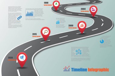 İş yol haritası zaman çizelgesi Infographic, vektör çizim