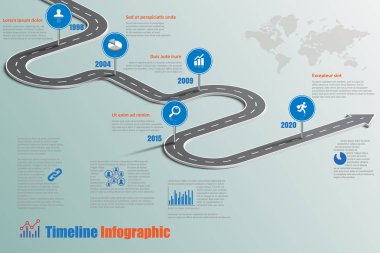 İş yol haritası zaman çizelgesi Infographic, vektör çizim