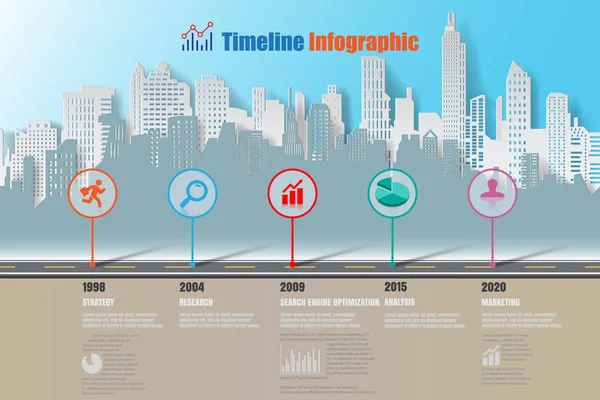 Miasto biznesu mapy drogowej osi czasu infografikę, ilustracji wektorowych — Wektor stockowy
