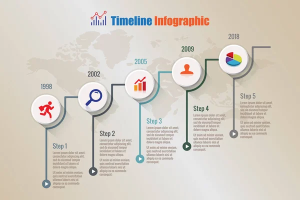 現代ビジネス タイムライン インフォ グラフィック プロセス テンプレート — ストックベクタ