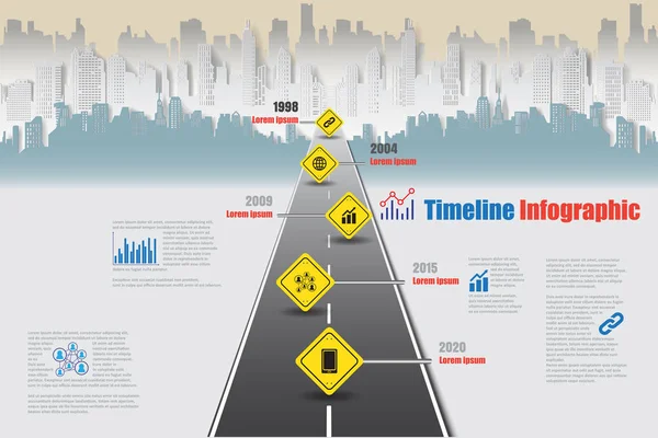 City business road map timeline infographic, Vector Illustration — Stock Vector