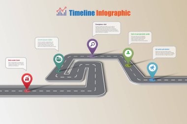 İş yol haritası zaman çizelgesi Infographic, vektör çizim