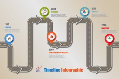 İş yol haritası zaman çizelgesi Infographic, vektör çizim