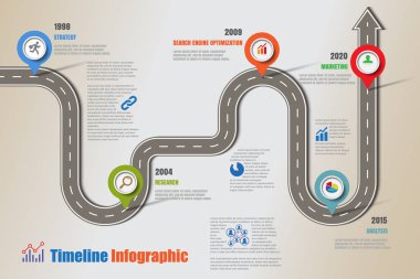 İş yol haritası zaman çizelgesi Infographic, vektör çizim