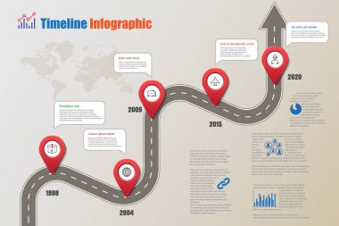 İş yol haritası zaman çizelgesi Infographic, vektör çizim