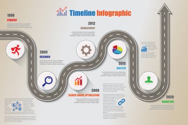 İş yol haritası zaman çizelgesi Infographic, vektör çizim