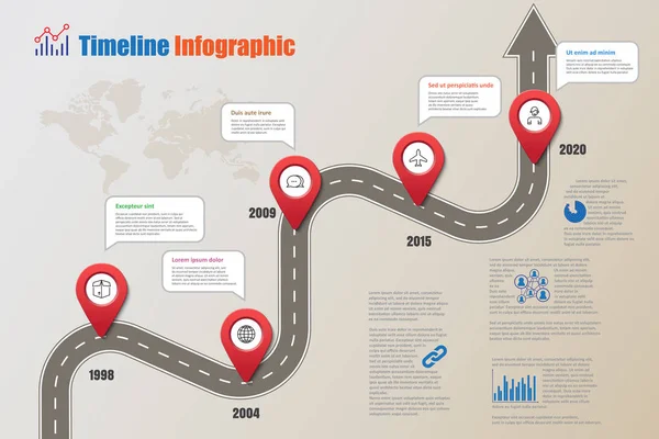 İş yol haritası zaman çizelgesi Infographic, vektör çizim