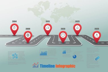 İş yol haritası zaman çizelgesi Infographic, vektör çizim