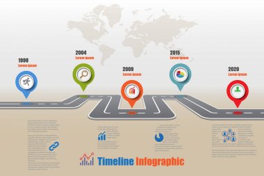 İş yol haritası zaman çizelgesi Infographic, vektör çizim