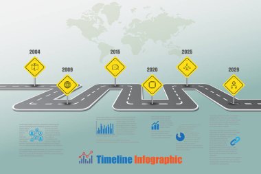 İş yol haritası zaman çizelgesi Infographic, vektör çizim