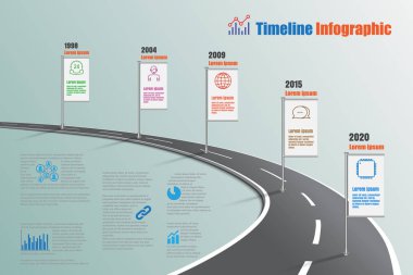 İş yol haritası zaman çizelgesi Infographic, vektör çizim