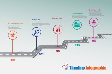 İş yol haritası zaman çizelgesi Infographic, vektör çizim