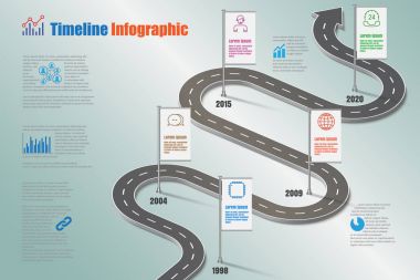 İş yol haritası zaman çizelgesi Infographic, vektör çizim