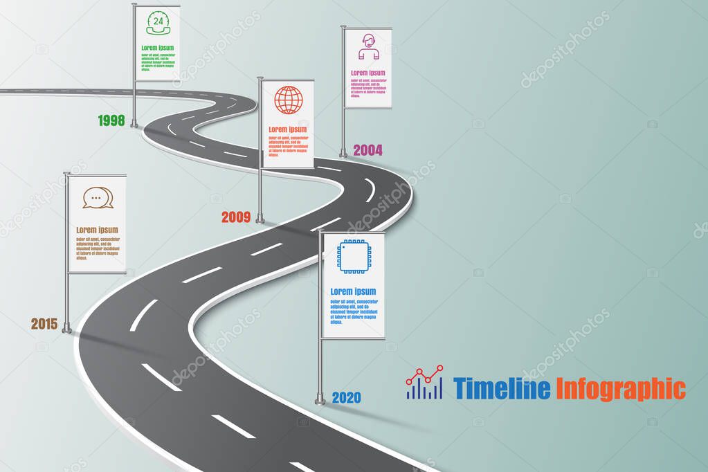 Business road map timeline infographic, Vector Illustration