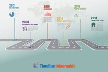 İş yol haritası zaman çizelgesi Infographic, vektör çizim