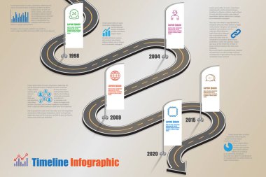 İş yol haritası zaman çizelgesi Infographic, vektör çizim
