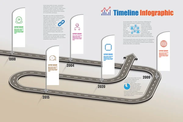 Infografica della mappa stradale aziendale, Illustrazione vettoriale — Vettoriale Stock