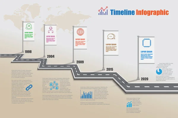 Zakelijke routekaart tijdlijn infographic, vectorillustratie — Stockvector