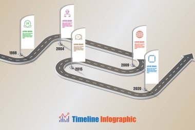 İş yol haritası zaman çizelgesi Infographic, vektör çizim