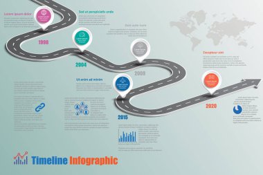 İş yol haritası zaman çizelgesi Infographic, vektör çizim