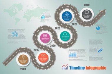 İş yol haritası zaman çizelgesi Infographic, vektör çizim