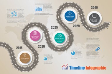 İş yol haritası zaman çizelgesi Infographic, vektör çizim