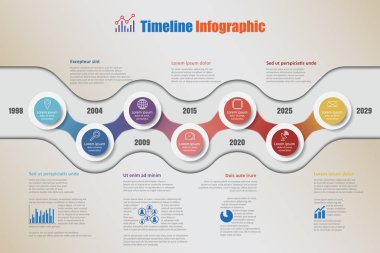 İş yol haritası zaman çizelgesi Infographic 7 adımlar daire, vektör çizim ile