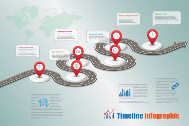 İş yol haritası zaman çizelgesi Infographic, vektör çizim
