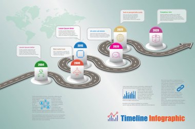 İş yol haritası zaman çizelgesi Infographic, vektör çizim
