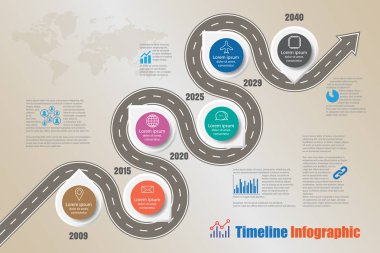 İş yol haritası zaman çizelgesi Infographic, vektör çizim