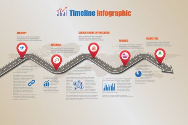 İş yol haritası zaman çizelgesi Infographic, vektör çizim