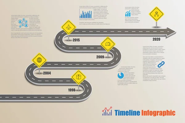 Zakelijke routekaart tijdlijn infographic, vectorillustratie — Stockvector