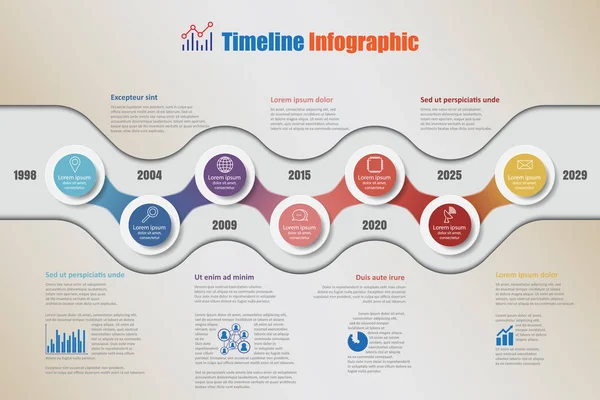 İş yol haritası zaman çizelgesi Infographic 7 adımlar daire, vektör çizim ile