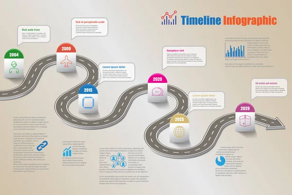 İş yol haritası zaman çizelgesi Infographic, vektör çizim