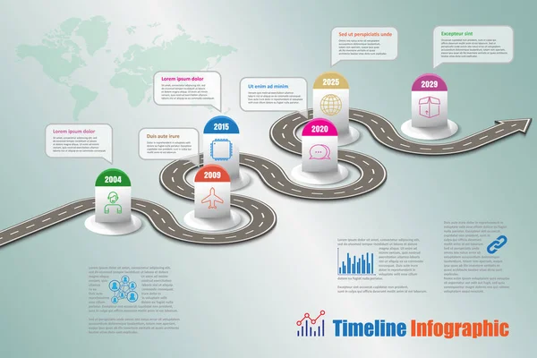 İş yol haritası zaman çizelgesi Infographic, vektör çizim