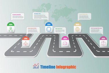 İş yol haritası zaman çizelgesi Infographic, vektör çizim