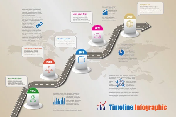 İş yol haritası zaman çizelgesi Infographic, vektör çizim