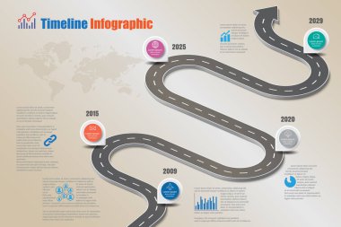 İş yol haritası zaman çizelgesi Infographic, vektör çizim