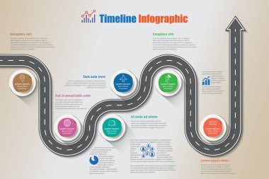 İş yol haritası zaman çizelgesi Infographic, vektör çizim
