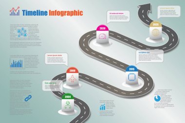 İş yol haritası zaman çizelgesi Infographic, vektör çizim