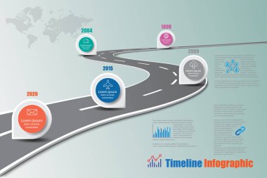 İş yol haritası zaman çizelgesi Infographic, vektör çizim
