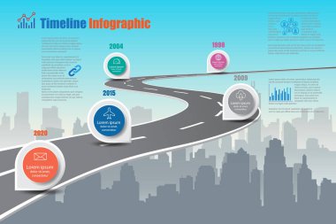 İş yol haritası zaman çizelgesi Infographic, vektör çizim