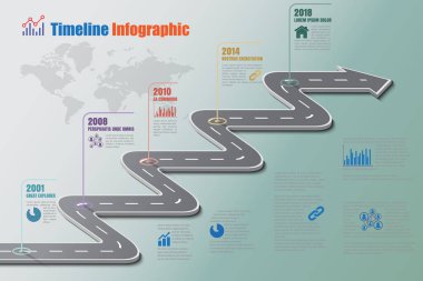 İş yol haritası zaman çizelgesi Infographic, vektör çizim