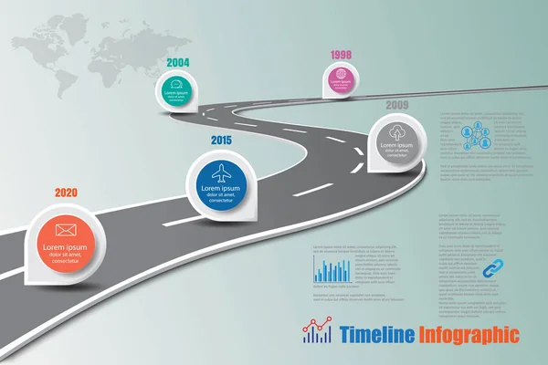 Üzleti út megjelenítése idővonal infographic, vektoros illusztráció — Stock Vector