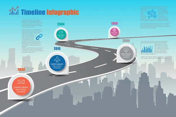 Infografica della mappa stradale aziendale, Illustrazione vettoriale — Vettoriale Stock