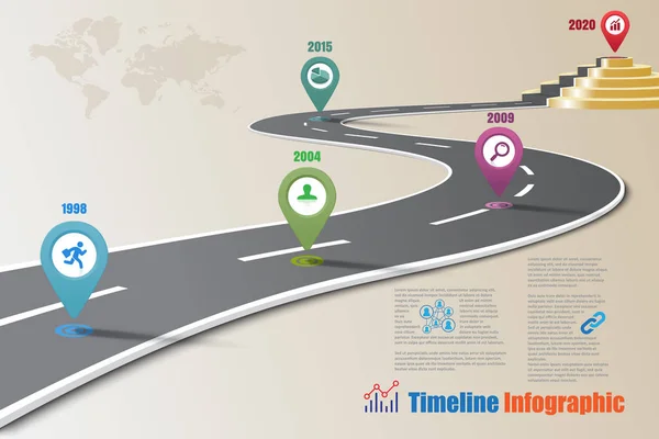 Zakelijke routekaart tijdlijn infographic, vectorillustratie — Stockvector