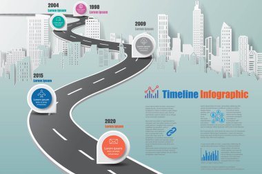 İş yol haritası zaman çizelgesi Infographic, vektör çizim